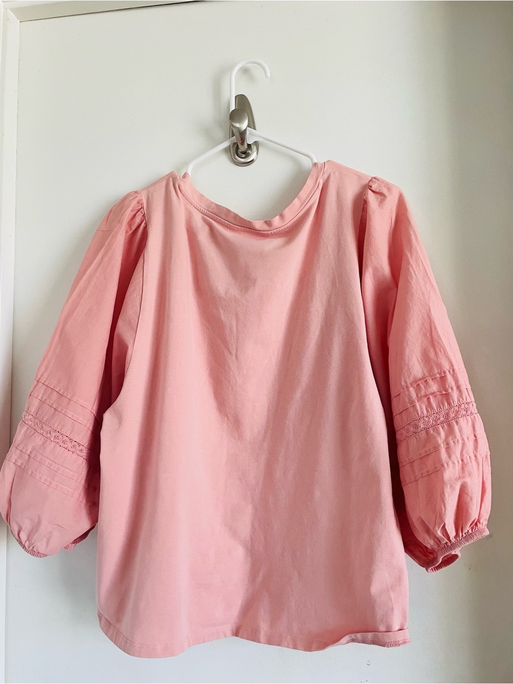 LC Lauren Conrad Soft Pink Square-Neck Blouse with Pintuck Sleeves - Picture 2 of 9
